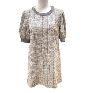 BCBG Generation Textured Stretch Knit Puff Sleeve Shift Dress SZ S